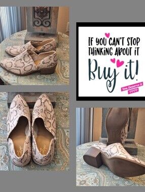 Crown Vintage White Snake-Print Slip-On Ankle Booties. Size 10